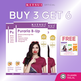 [BUY 3 GET 6] KITSUI Puraria B UP x3 [FREE 1x Puraria B UP + 1x Vita C+Shine 2's + 1x Belloss Fiber 2's] Supplement | Halal | Nutrisi Semula Jadi Untuk Sokong Kesihatan Dalaman Wanita