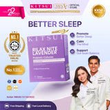 KITSUI  Rilax Nite Lavender (17's x 2g) | Night Routine Drink | Sleep Support, Bantu Minda Tenang & Tidur Lebih Lena