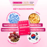 KITSUI Pop White Probiotic 17's x 2g | Berry Probiotic Supplement for Skin Glow, Bright & Radiant Skin, Skin Hydration & Antioxidant Support